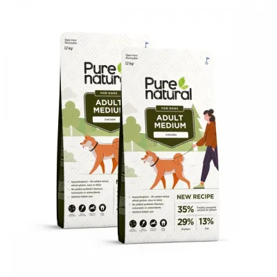 Purenatural Dog Adult Medium Chicken 2 x 12 kg, vain verkosta