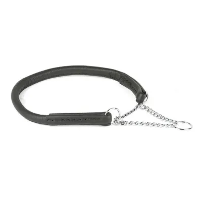 Feel Leather Puolikiristävä panta Feel Round, musta (40-55 cm)