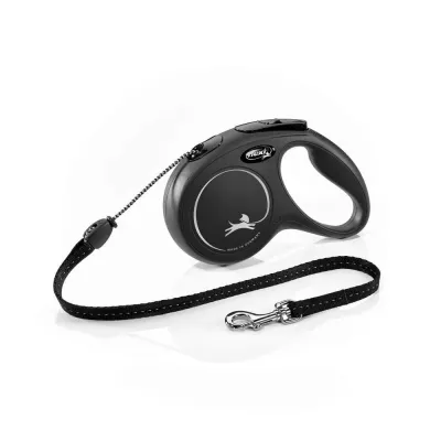 Flexi New Classic Cord M, 5 m / 20 kg (Musta)