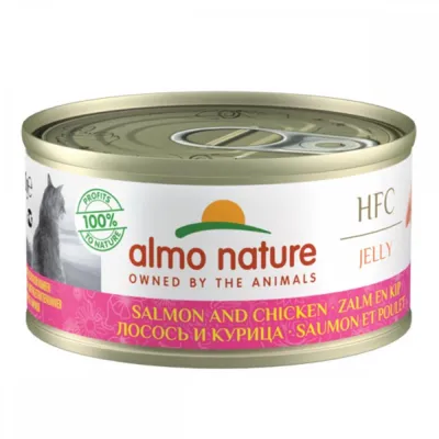 Almo Nature HFC -kissan märkäruoka hyytelössä, lohi ja kana70 g, kuva 1 / 1