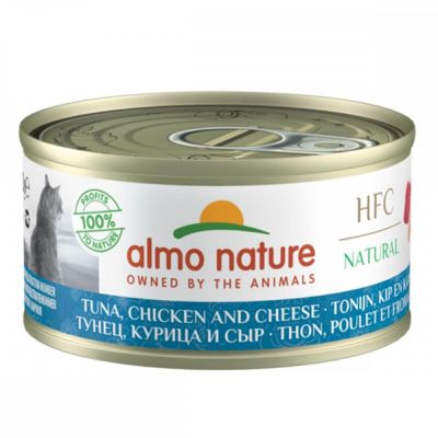 Almo Nature HFC -kissan märkäruoka, tonnikala, kana, juusto 70 g
