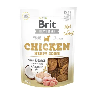 Brit Care Jerky Meaty Coins kana ja hyönteiset (80 g), kuva 1 / 1