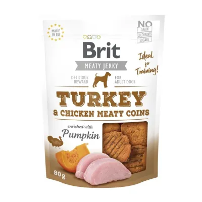 Brit Care Jerky Meaty Coins kalkkuna (80 g), kuva 1 / 1