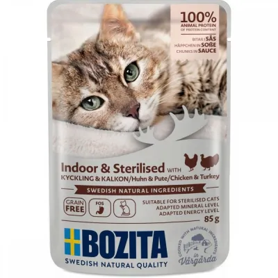 Bozita Indoor & Sterilised kana&kalkkuna kastikkeessa 85 g, kuva 1 / 1