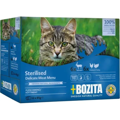 Bozita Indoor & Sterilised lihalajitelma kastikkeessa 12x85 g, kuva 1 / 1