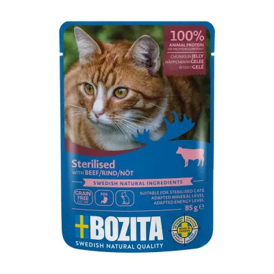 Bozita Indoor & Sterilised nauta hyytelössä 85 g, kuva 1 / 1