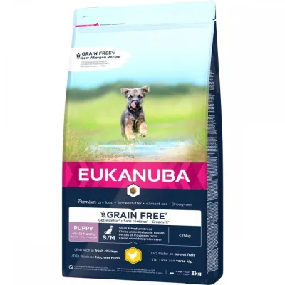 Eukanuba Grain Free Puppy Small & Medium Breed Chicken (3 kg), kuva 1 / 1