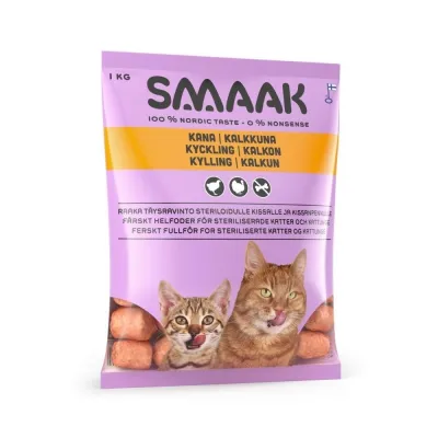 SMAAK kana & kalkkuna raaka täysravinto kissalle 1kg, kuva 1 / 1
