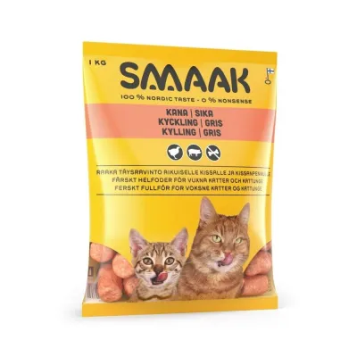SMAAK raakaruoka kissalle kana & sika 1kg, kuva 1 / 1