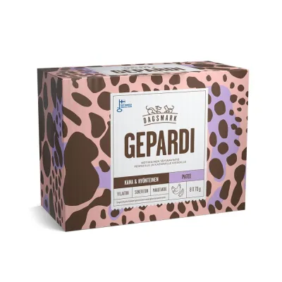 Dagsmark Gepardi pennulle, kana-hyönteispatee 8x70g, kuva 1 / 1