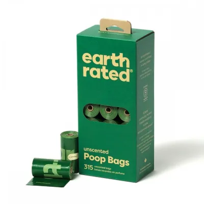 Koirankakkapussit Earth Rated PCR-muovia, hajusteeton (315 bags)