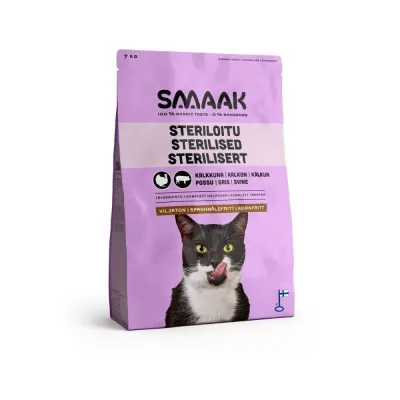 SMAAK viljaton steriloidun kissan ruoka, kalkkuna-possu (7 kg), kuva 1 / 1