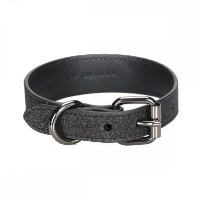 Collar of Sweden kapea solkipanta, musta glitter (M)
