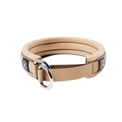 BullyBillows koiran puolikiristävä panta pehmustettu 3 cm, beige (XS)