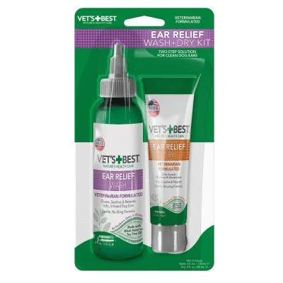 Vet's Best Ear Relief Wash + Dry Kit