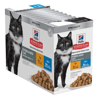 Hill's Science Plan Sterilised Mature Adult 7+ Chicken & Ocean Fish 12x85g, kuva 1 / 1