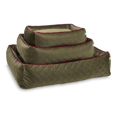 Laboni Classic Oxford koiranpeti - Samettinen, Oliivi / L (112 x 95 x 25cm)