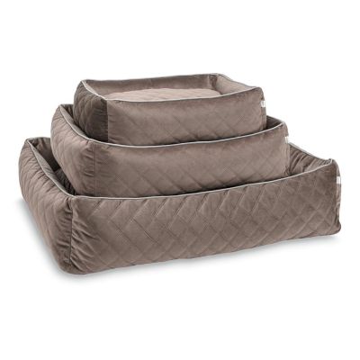 Laboni Classic Oxford koiranpeti - Samettinen, Taupe / L (112 x 95 x 25cm)