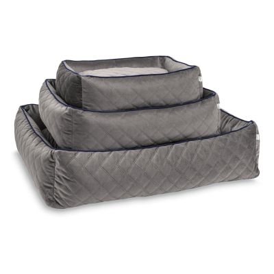 Laboni Classic Oxford koiranpeti - Samettinen, Kivenharmaa / L (112 x 95 x 25cm)