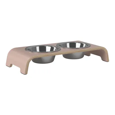 dogBar® Classic korotettu ruokakuppiteline - Vanha roosa, S / Ruostumaton teräs