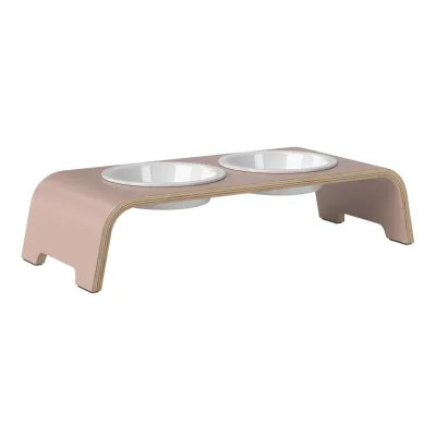 dogBar® Classic korotettu ruokakuppiteline - Vanha roosa, S-large / Posliini