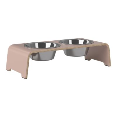 dogBar® Classic korotettu ruokakuppiteline - Vanha roosa, M-small / Ruostumaton teräs