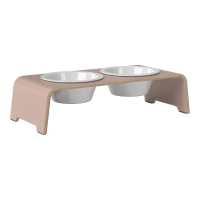 dogBar® Classic korotettu ruokakuppiteline - Vanha roosa, M-small / Posliini