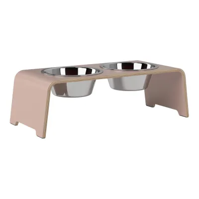 dogBar® Classic korotettu ruokakuppiteline - Vanha roosa, M / Ruostumaton teräs