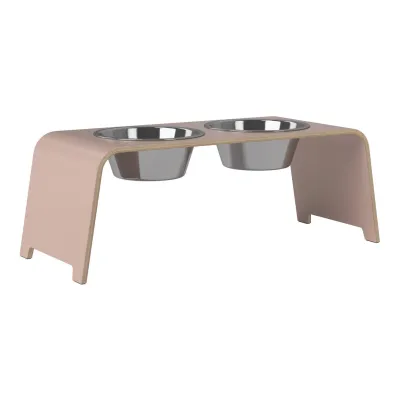 dogBar® Classic korotettu ruokakuppiteline - Vanha roosa, L / Ruostumaton teräs