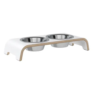 dogBar® Classic korotettu ruokakuppiteline - Valkoinen, S / Ruostumaton teräs, kuva 1 / 1