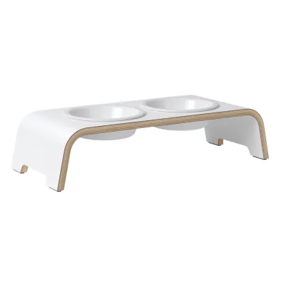 dogBar® Classic korotettu ruokakuppiteline - Valkoinen, S-large / Posliini, kuva 1 / 1