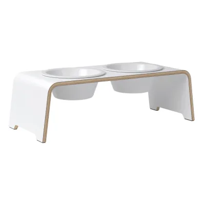 dogBar® Classic korotettu ruokakuppiteline - Valkoinen, M / Posliini, kuva 1 / 1