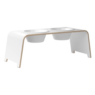 dogBar® Classic korotettu ruokakuppiteline - Valkoinen, L / Posliini