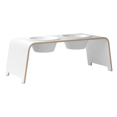 dogBar® Classic korotettu ruokakuppiteline - Valkoinen, L / Posliini, kuva 1 / 1