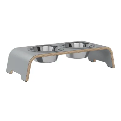 dogBar® Classic korotettu ruokakuppiteline - Harmaa, S-large / Ruostumaton teräs, kuva 1 / 1