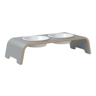 dogBar® Classic korotettu ruokakuppiteline - Harmaa, S-large / Posliini, kuva 1 / 1