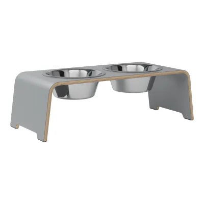 dogBar® Classic korotettu ruokakuppiteline - Harmaa, M / Ruostumaton teräs, kuva 1 / 1