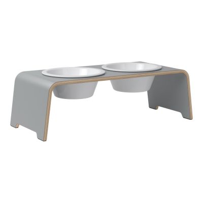 dogBar® Classic korotettu ruokakuppiteline - Harmaa, M / Posliini