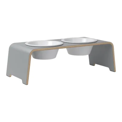 dogBar® Classic korotettu ruokakuppiteline - Harmaa, M / Posliini, kuva 1 / 1