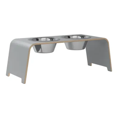 dogBar® Classic korotettu ruokakuppiteline - Harmaa, L / Ruostumaton teräs, kuva 1 / 1