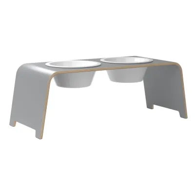 dogBar® Classic korotettu ruokakuppiteline - Harmaa, L / Posliini, kuva 1 / 1