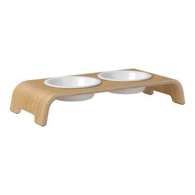 dogBar® Classic korotettu ruokakuppiteline - Vaalea tammi, S / Posliini, kuva 1 / 1