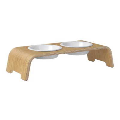 dogBar® Classic korotettu ruokakuppiteline - Vaalea tammi, S-large / Posliini, kuva 1 / 1