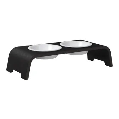 dogBar® Classic korotettu ruokakuppiteline - Tumma tammi, S-large / Posliini, kuva 1 / 1
