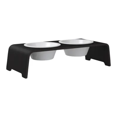 dogBar® Classic korotettu ruokakuppiteline - Tumma tammi, M-small / Posliini, kuva 1 / 1
