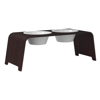 dogBar® Classic korotettu ruokakuppiteline - Tumma tammi, L / Posliini, kuva 1 / 1