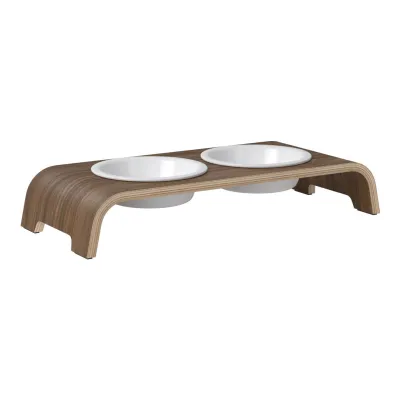 dogBar® Classic korotettu ruokakuppiteline - Pähkinä, S / Posliini, kuva 1 / 1