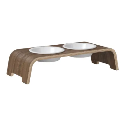 dogBar® Classic korotettu ruokakuppiteline - Pähkinä, S-large / Posliini, kuva 1 / 1