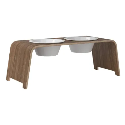 dogBar® Classic korotettu ruokakuppiteline - Pähkinä, L / Posliini, kuva 1 / 1