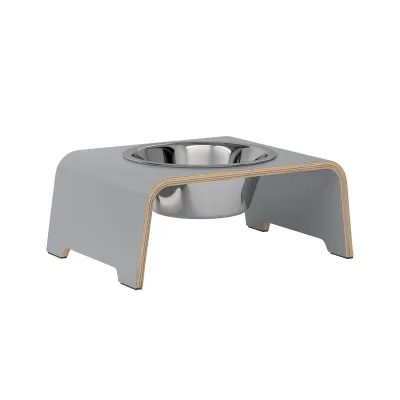 dogBar® Single korotettu ruokakuppi - Harmaa, M-small / Ruostumaton teräs, kuva 1 / 1